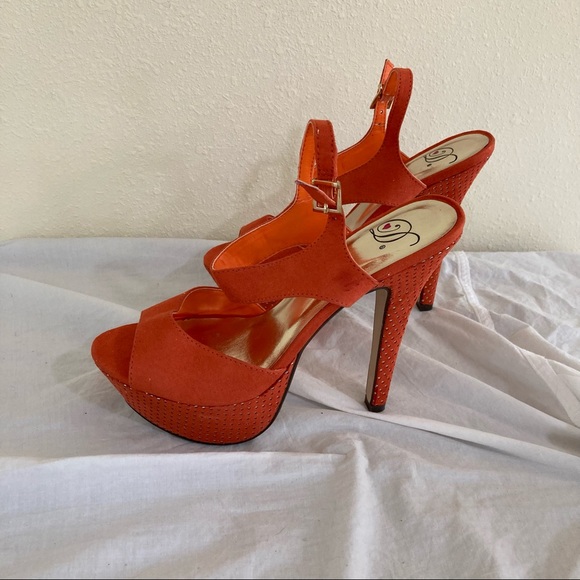 Heart in D Orange Gold platform High Heel Size 6 - Picture 6 of 17